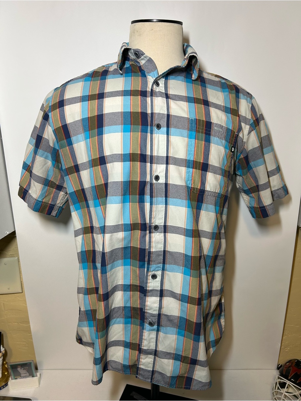 Men's Short-Sleeve Plaid Button-Up Shirt - Blue/Gray marmot